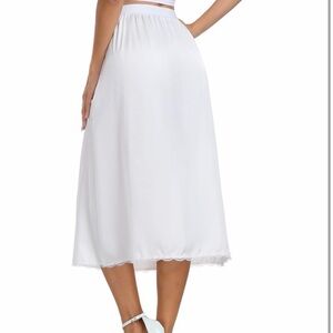 White Half Slip Skirt with Lace Hem